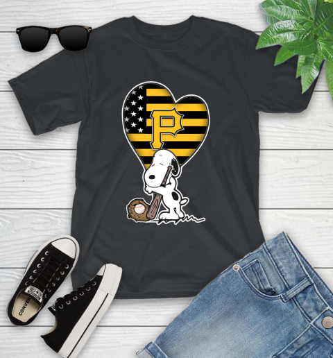Pittsburgh Pirates MLB Baseball The Peanuts Movie Adorable Snoopy Youth T-Shirt 2
