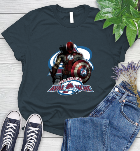 NHL Captain America Thor Spider Man Hawkeye Avengers Endgame Hockey Colorado Avalanche Women's T-Shirt 8