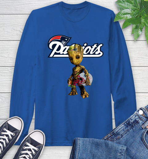 New England Patriots NFL Football Groot Marvel Guardians Of The Galaxy Long Sleeve T-Shirt 9