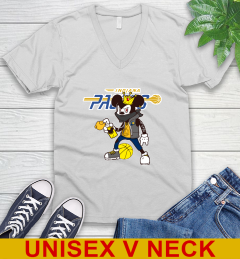 Indiana Pacers NBA Basketball Mickey Peace Sign Sports V-Neck T-Shirt