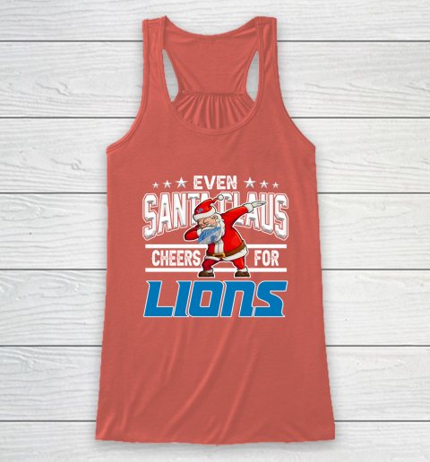 Detroit Lions Even Santa Claus Cheers For Christmas NFL Racerback Tank 3