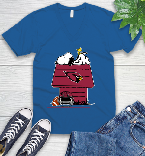 Arizona Cardinals NFL Football Snoopy Woodstock The Peanuts Movie V-Neck T-Shirt 6