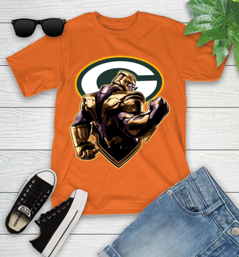 NFL Thanos Avengers Endgame Football Sports Green Bay Packers Youth T-Shirt 7
