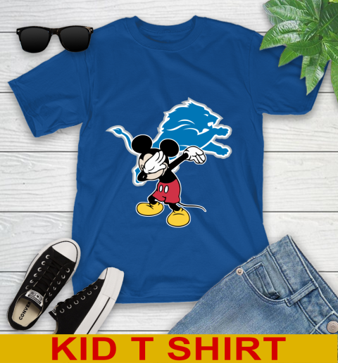 Detroit Lions NFL Football Dabbing Mickey Disney Sports Youth T-Shirt 9