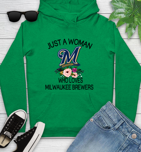 MLB Just A Woman Who Loves Milwaukee Brewers Baseball Sports Youth Hoodie 5