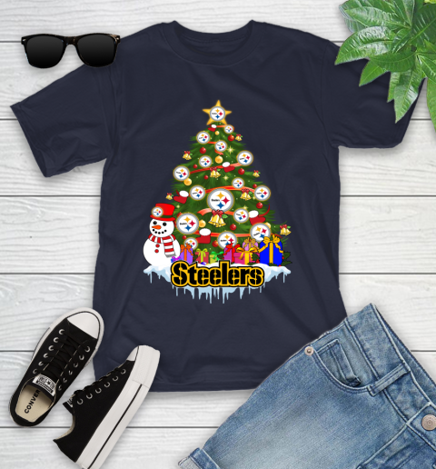 Pittsburgh Steelers Merry Christmas NFL Football Sports Youth T-Shirt 3