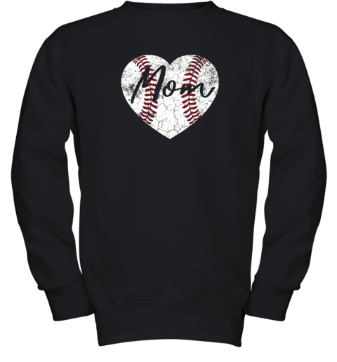 Baseball Softball Heart Mom Shirt Mother's Day Gift Youth Sweatshirt