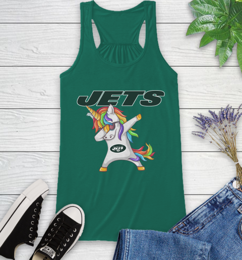 New York Jets NFL Football Funny Unicorn Dabbing Sports Racerback Tank 7