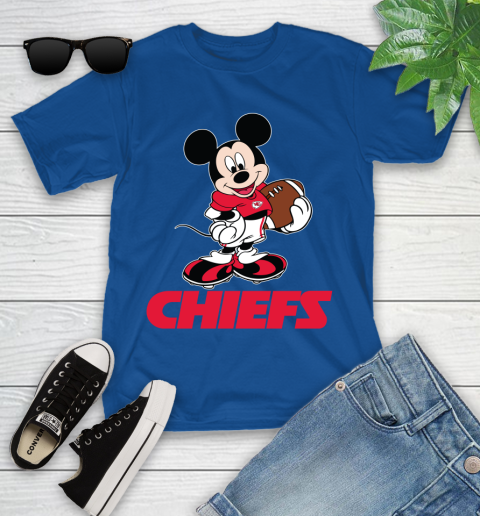 NFL Football Kansas City Chiefs Cheerful Mickey Mouse Shirt Youth T-Shirt 9