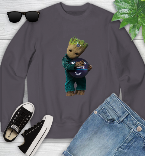 NBA Groot Guardians Of The Galaxy Basketball Sports Charlotte Hornets Youth Sweatshirt 6