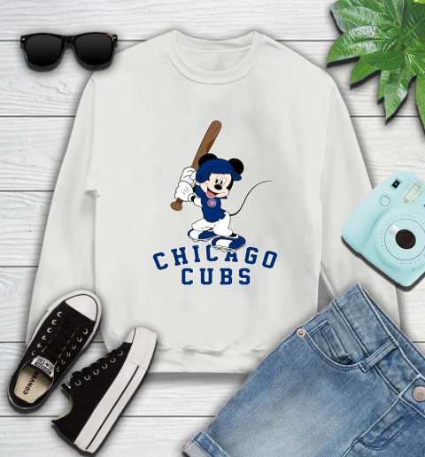 MLB Baseball Chicago Cubs Cheerful Mickey Mouse Shirt Sweatshirt - Image 6