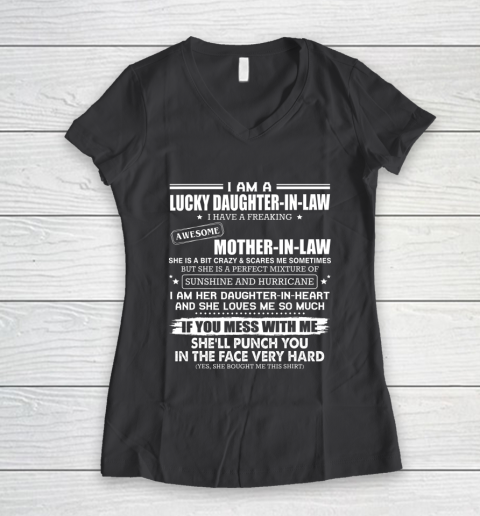Lucky Daughter In Law Have A Freaking Awesome Mother In Law Women's V-Neck T-Shirt 6