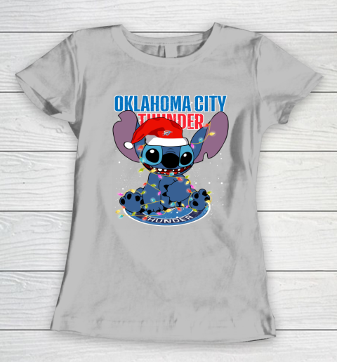 Oklahoma City Thunder NBA noel stitch Basketball Christmas Women's T-Shirt 3