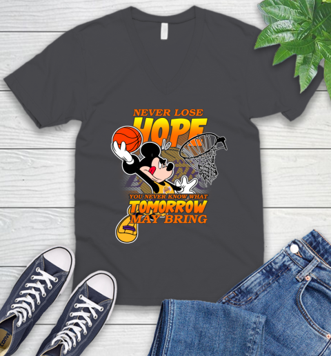 Los Angeles Lakers NBA Basketball Mickey Disney Never Lose Hope V-Neck T-Shirt 4