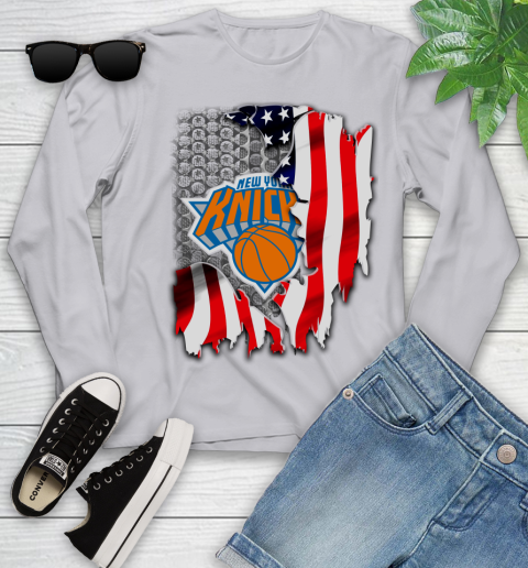 New York Knicks NBA Basketball American Flag Youth Long Sleeve 5