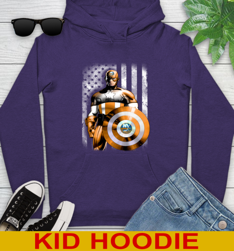 New York Islanders NHL Hockey Captain America Marvel Avengers American Flag Shirt Youth Hoodie 5