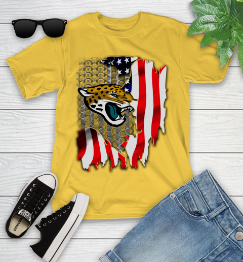 Jacksonville Jaguars NFL Football American Flag Youth T-Shirt 10