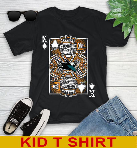 San Jose Sharks NHL Hockey The King Of Spades Death Cards Shirt Youth T-Shirt
