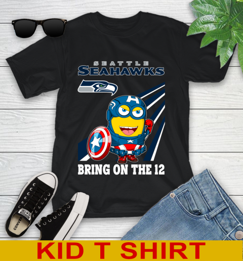 NFL Football Seattle Seahawks Captain America Marvel Avengers Minion Shirt Youth T-Shirt
