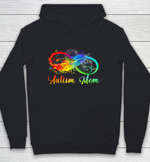Womens Tu Autism Mom Colorful Feather Autism Awareness Support Youth Hoodie