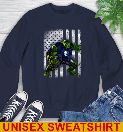 San Diego Padres Hulk Marvel Avengers MLB Baseball American Flag Sweatshirt 2
