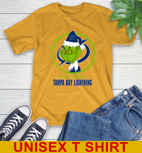 Tampa Bay Lightning NHL Christmas Grinch I Hate People But I Love My Favorite Hockey Team T-Shirt 3