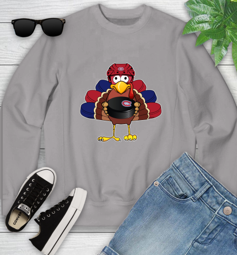 Montreal Canadiens Turkey Thanksgiving Day Youth Sweatshirt 4