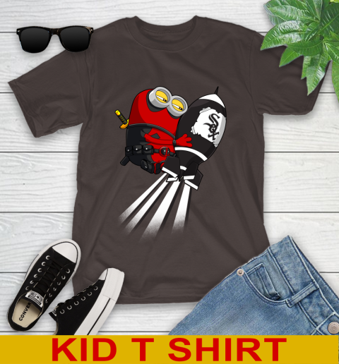 MLB Baseball Chicago White Sox Deadpool Minion Marvel Shirt Youth T-Shirt - Image 7