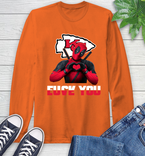 NHL Kansas City Chiefs Deadpool Love You Fuck You Football Sports Long Sleeve T-Shirt 4