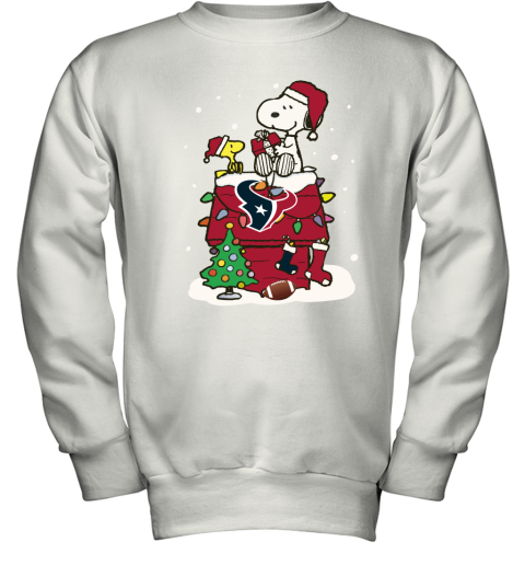 A Happy Christmas With Houston Texans Snoopy Youth Sweatshirt