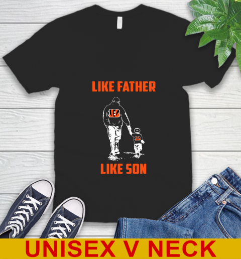Cincinnati Bengals NFL Football Like Father Like Son Sports V-Neck T-Shirt