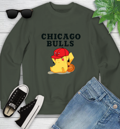 NBA Pikachu Basketball Sports Chicago Bulls Youth Sweatshirt 10