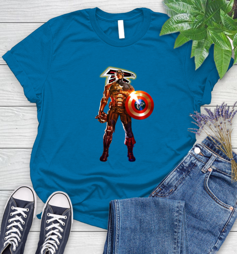 NFL Captain America Marvel Avengers Endgame Football Sports Atlanta Falcons Women's T-Shirt 7