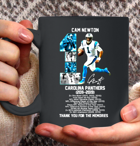 Cam Newton 1 Carolina Panthers 2011 2019 thank you for the memories signature Ceramic Mug 11oz