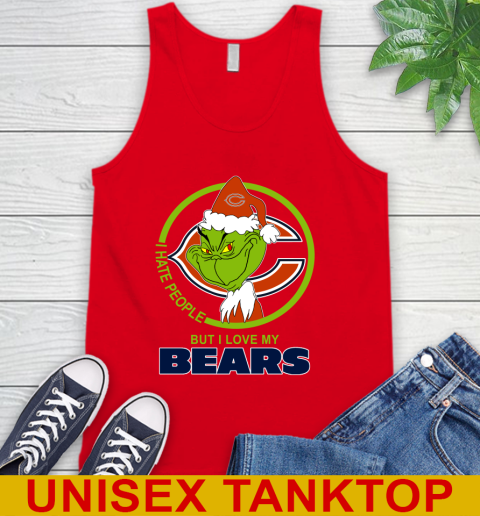 Chicago Bears NFL Christmas Grinch I Hate People But I Love My Favorite Football Team Tank Top 6