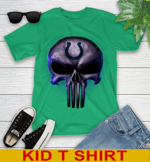 Indianapolis Colts NFL Football Punisher Skull Sports Youth T-Shirt 7