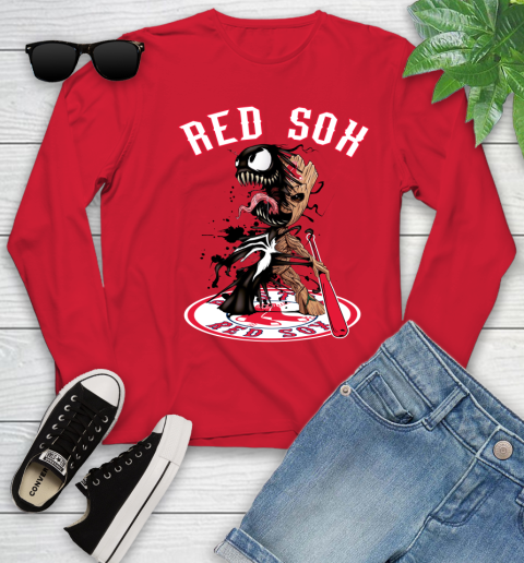 MLB Boston Red Sox Baseball Venom Groot Guardians Of The Galaxy Youth Long Sleeve 11