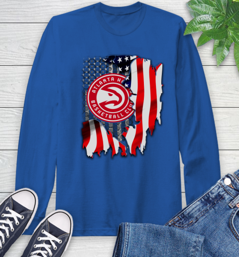 Atlanta Hawks NBA Basketball American Flag Long Sleeve T-Shirt 10