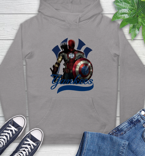 MLB Captain America Thor Spider Man Hawkeye Avengers Endgame Baseball New York Yankees Hoodie 6