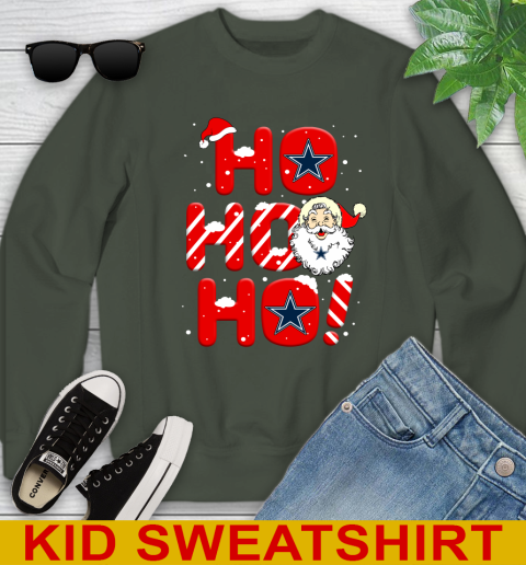 Dallas Cowboys NFL Football Ho Ho Ho Santa Claus Merry Christmas Shirt Youth Sweatshirt 8