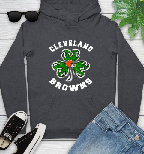 NFL Cleveland Browns Three Leaf Clover St Patrick's Day Football Sports Youth Hoodie 10