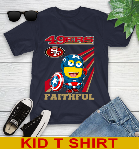 NFL Football San Francisco 49ers Captain America Marvel Avengers Minion Faithful Shirt Youth T-Shirt 2
