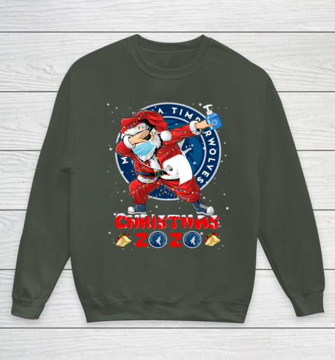 Minnesota Timberwolves Funny Santa Claus Dabbing Christmas 2020 NBA Youth Sweatshirt 8