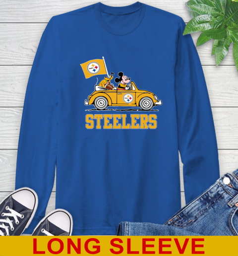 NFL Football Pittsburgh Steelers Pluto Mickey Driving Disney Shirt Long Sleeve T-Shirt 9