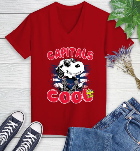 NHL Hockey Washington Capitals Cool Snoopy Shirt Women's V-Neck T-Shirt 8