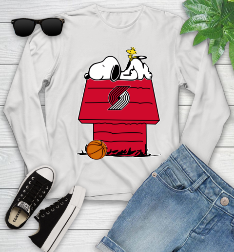 Portland Trail Blazers NBA Basketball Snoopy Woodstock The Peanuts Movie Youth Long Sleeve