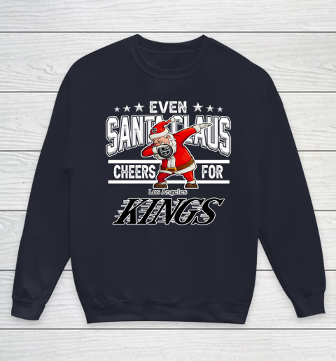 Los Angeles Kings Even Santa Claus Cheers For Christmas NHL Youth Sweatshirt 2