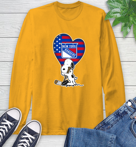 New York Rangers NHL Hockey The Peanuts Movie Adorable Snoopy Long Sleeve T-Shirt 3
