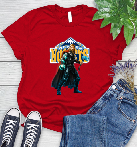 NBA Thor Avengers Endgame Basketball Denver Nuggets Women's T-Shirt 9