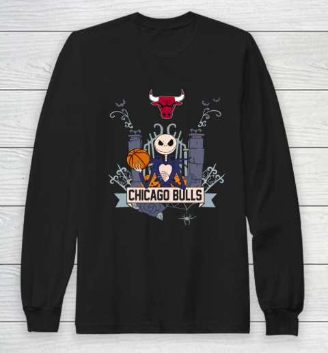 NBA Chicago Bulls Basketball Jack Skellington Halloween Long Sleeve T-Shirt